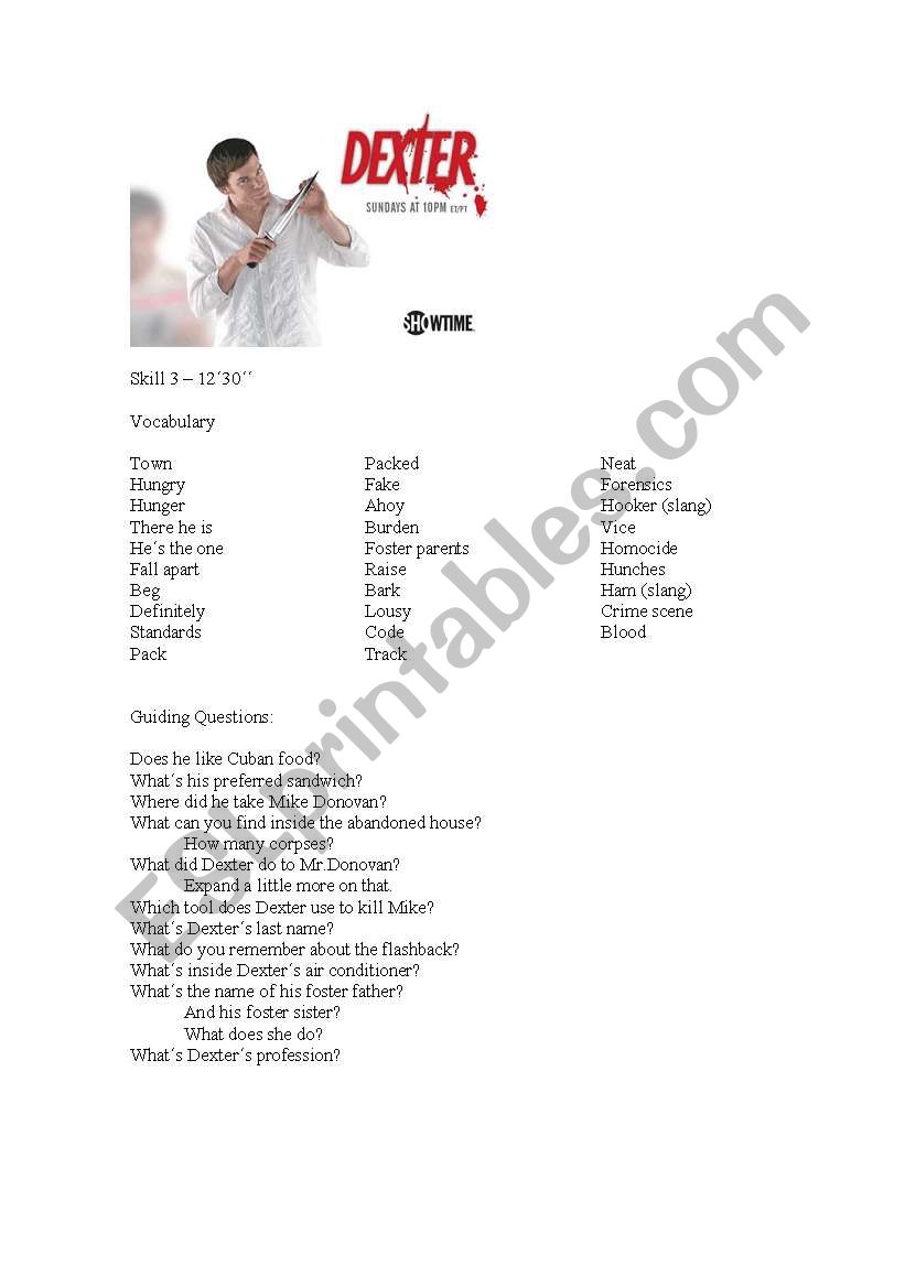 Dexter S01 EP01 worksheet