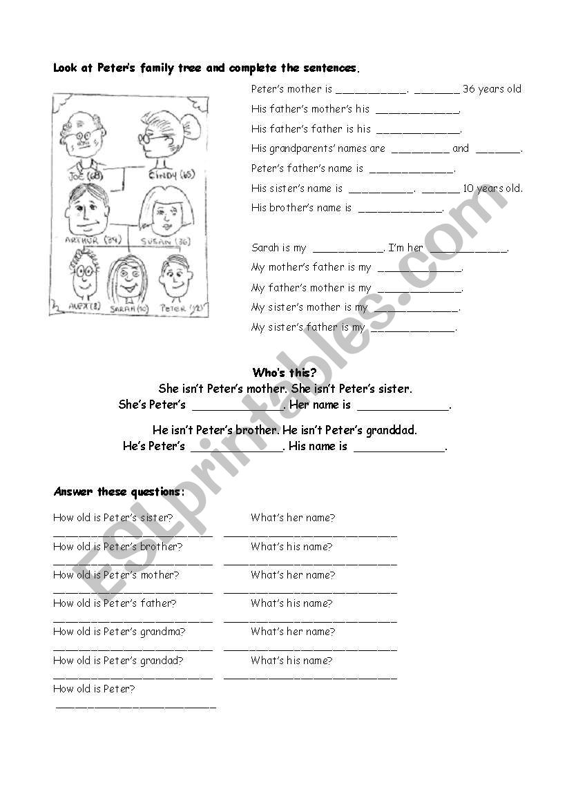 Peters Family worksheet