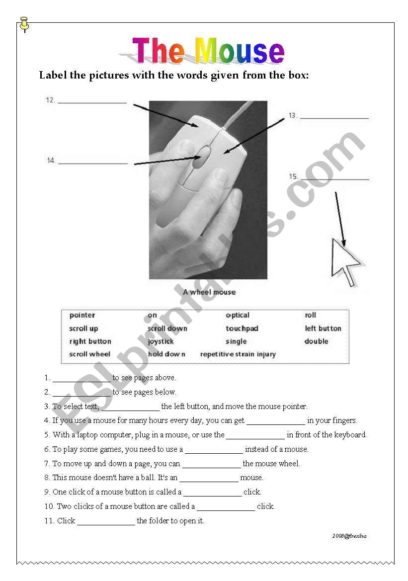 Computer The Mouse worksheet