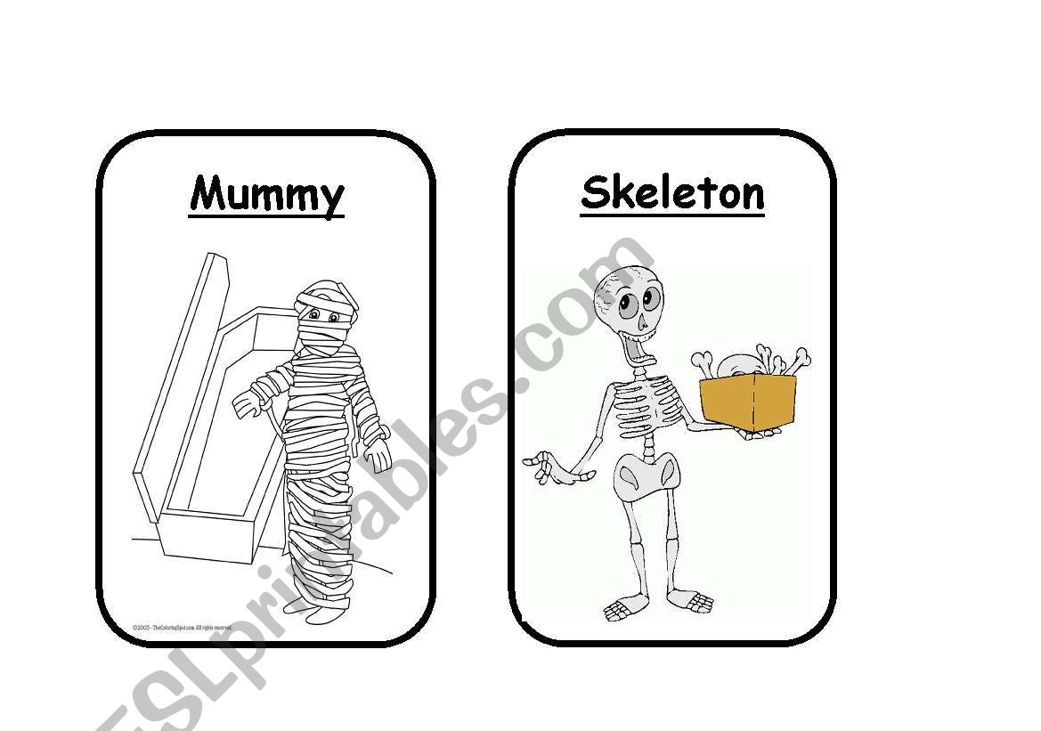 Mummy, Skeleton , Grm, Wizard and Tomb B&W