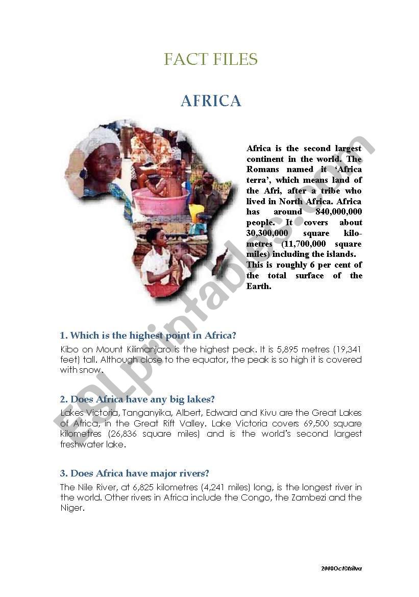 Africa worksheet