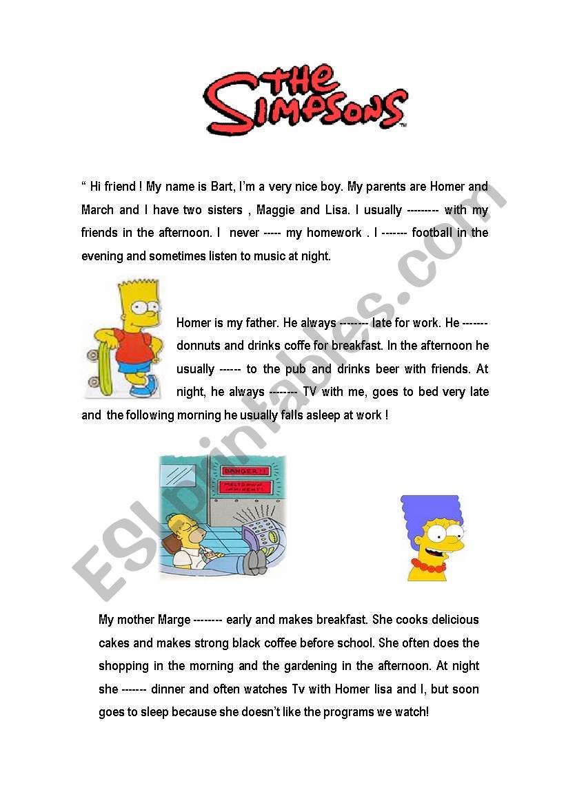 Th Simpsons worksheet
