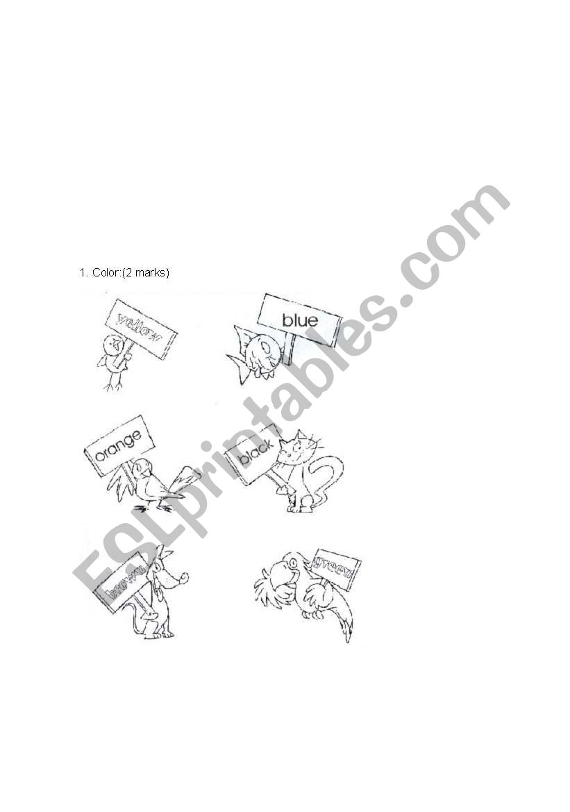 animals and colors worksheet