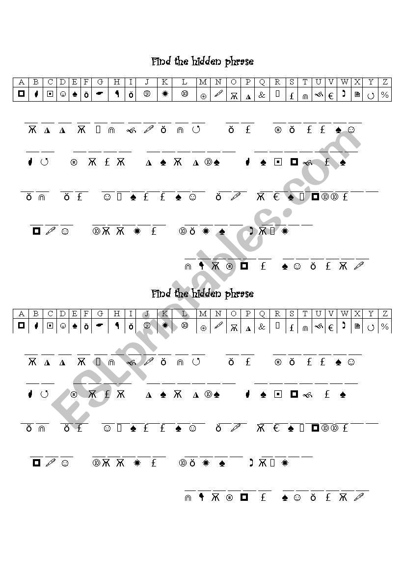 Find the hidden phrase worksheet