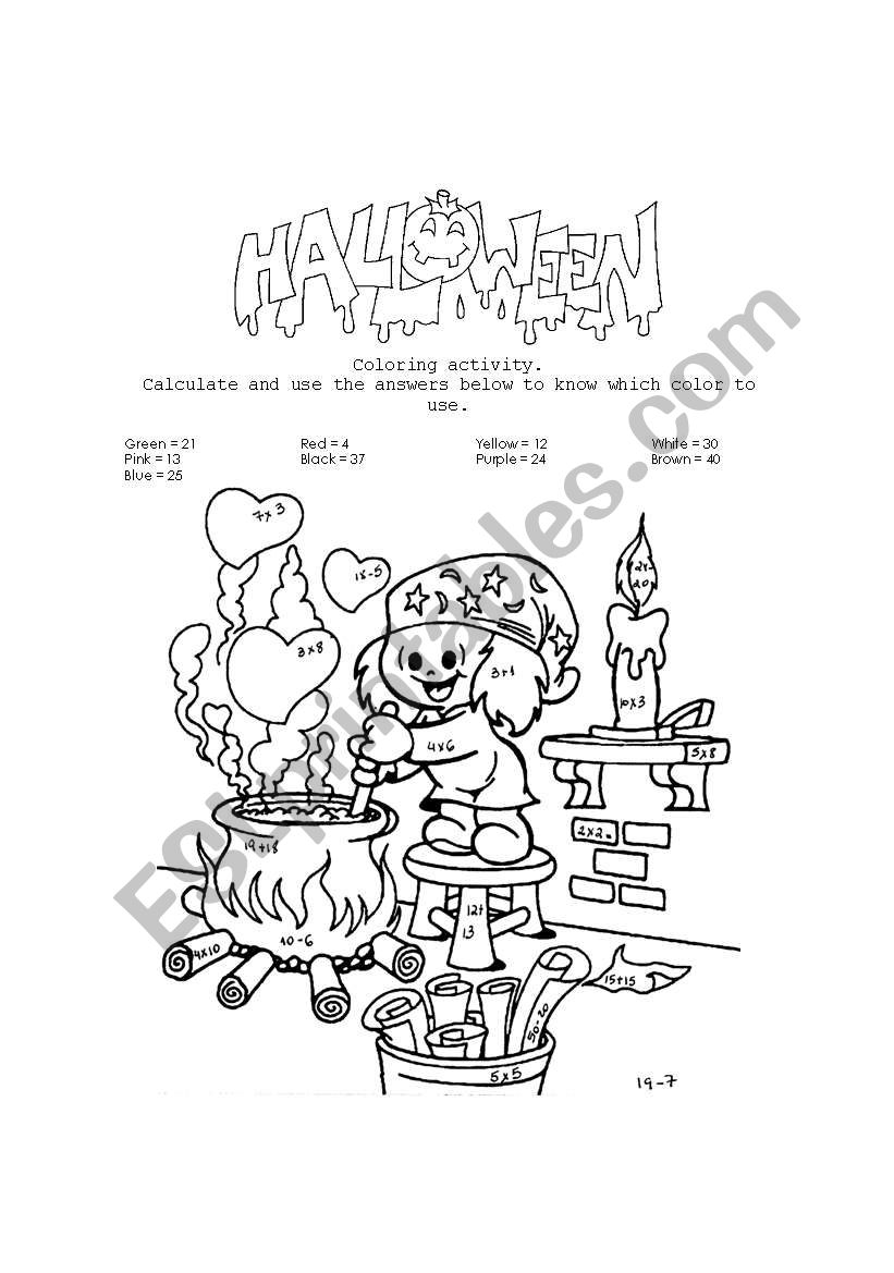 Haloween coloring worksheet