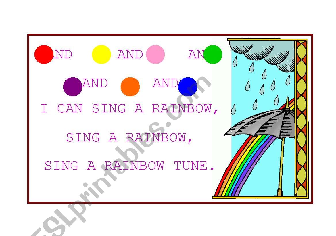 Rainbow song worksheet