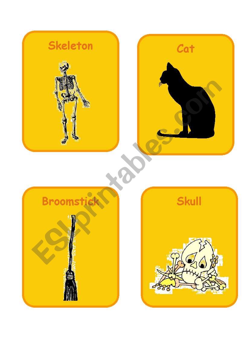 Halloween flash cards worksheet