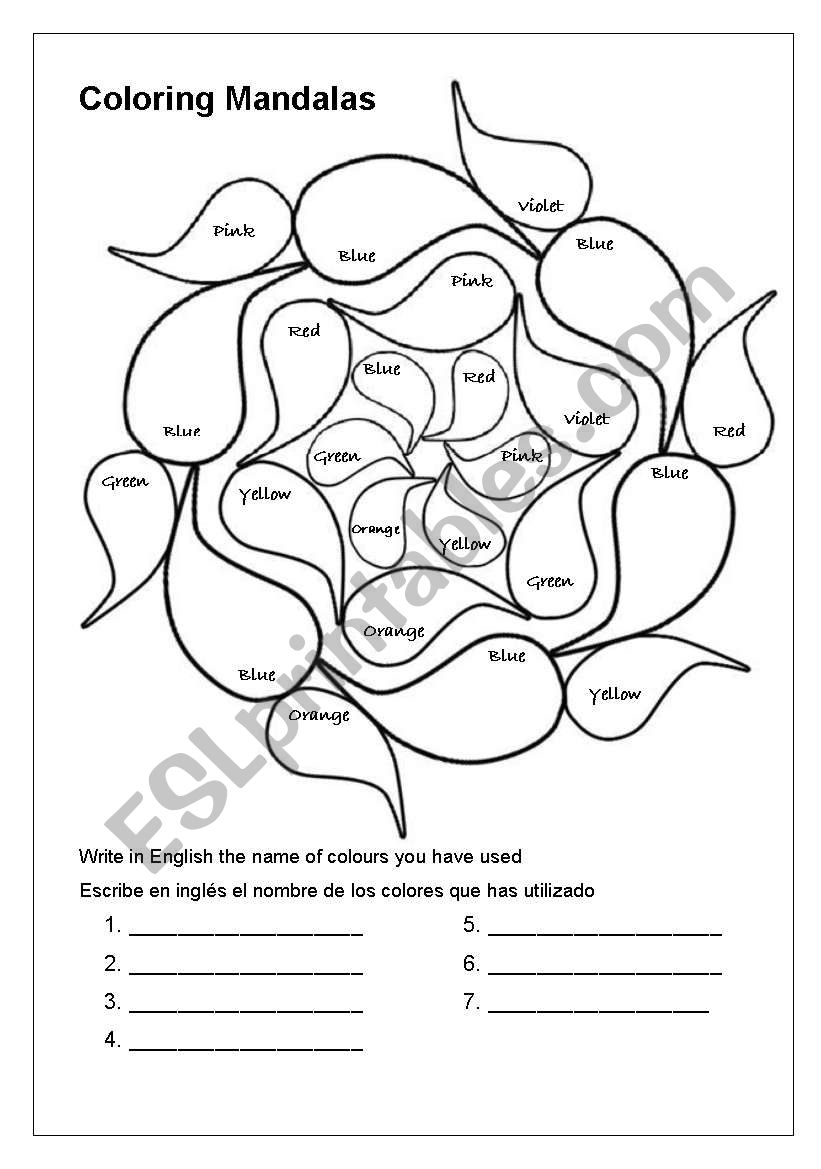 Colorurs worksheet