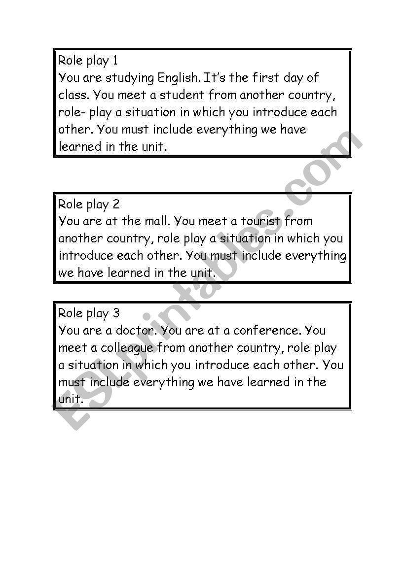 Role play + Rubric worksheet