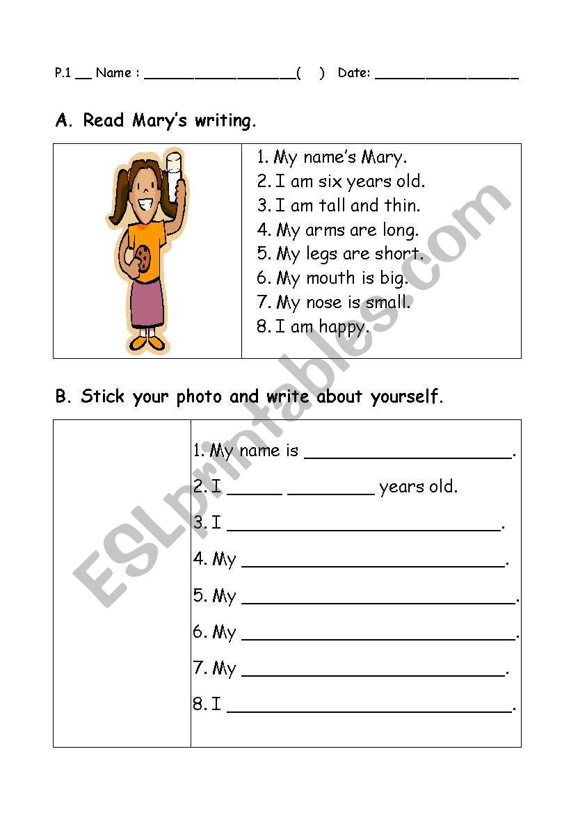 write sentences to describe yourself - ESL worksheet by suzannapoon