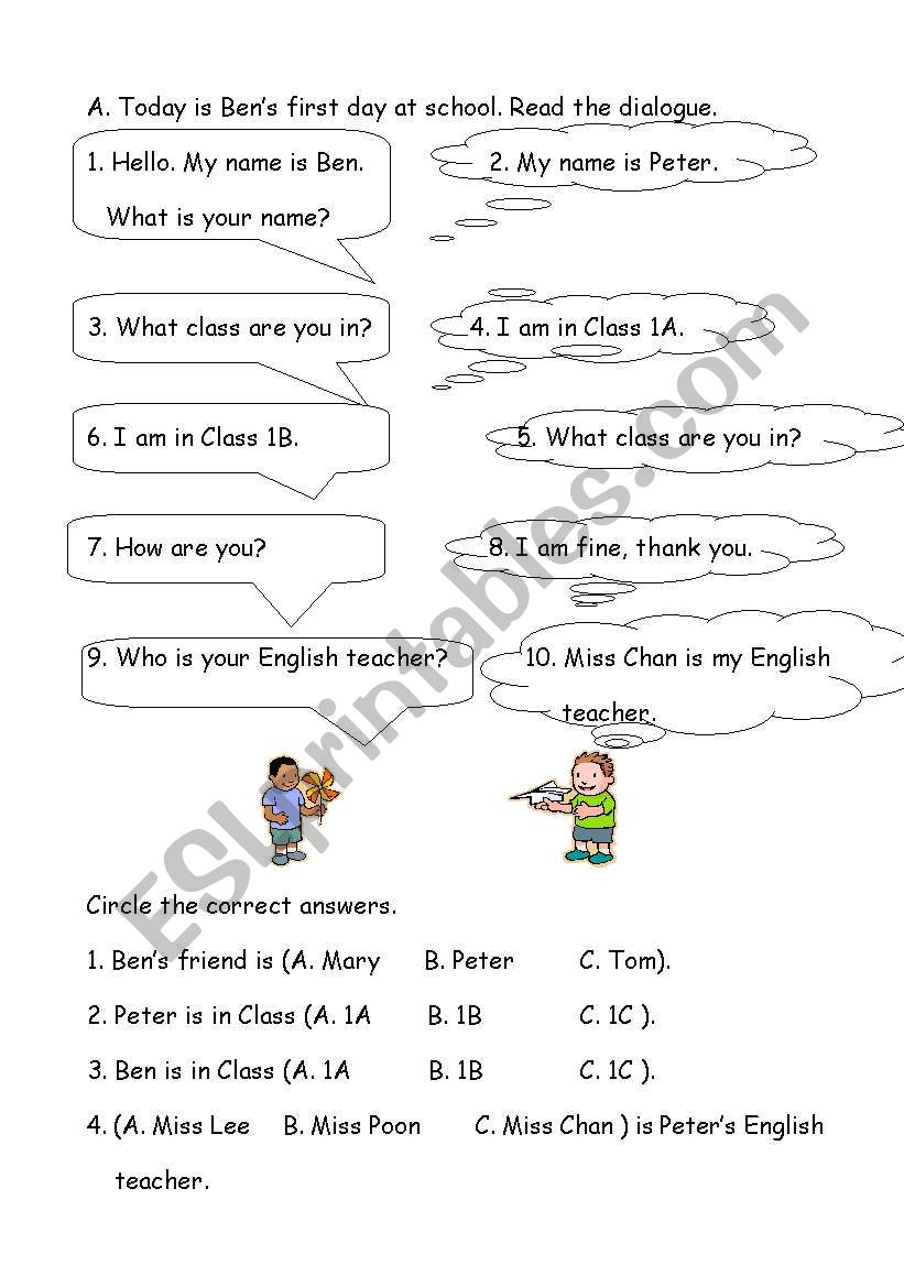 Simple reading comprehension  worksheet