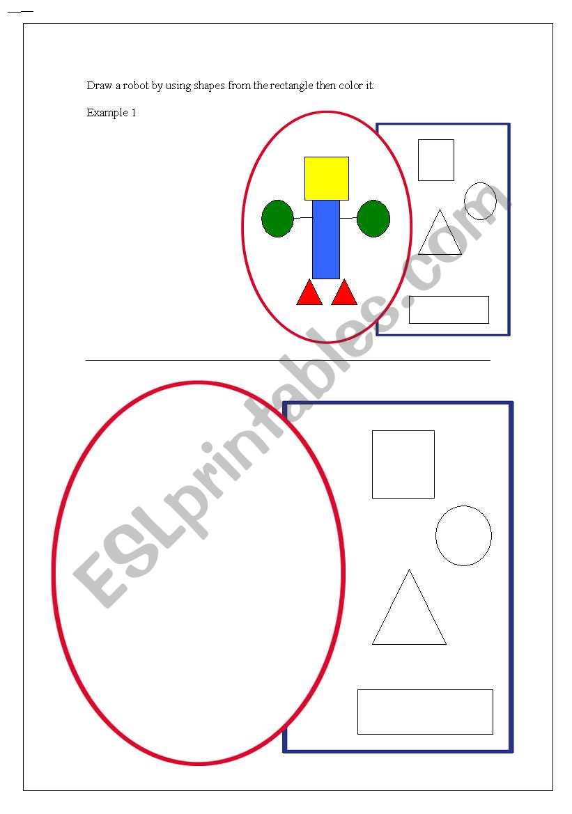 Build a robot by shapes worksheet