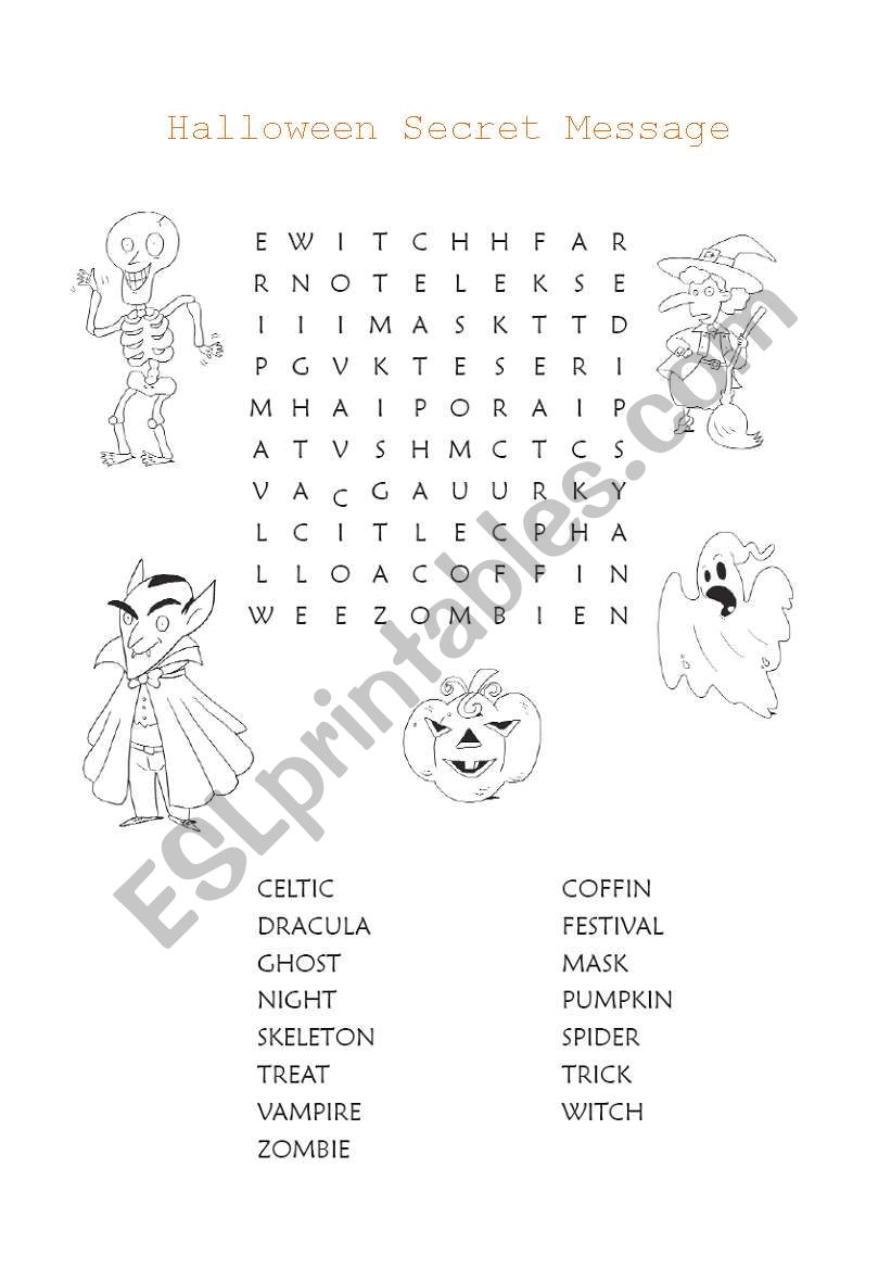 halloween wordsearch worksheet