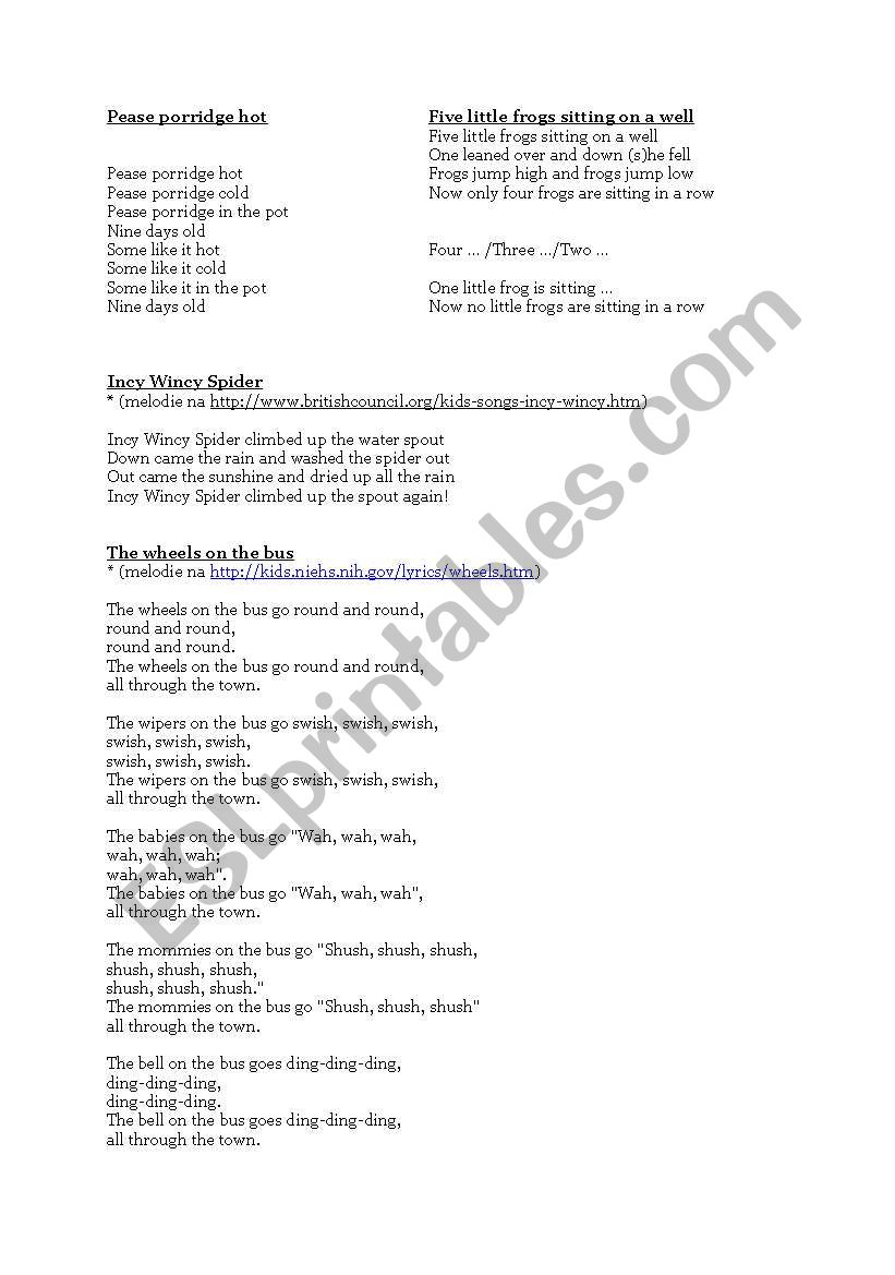 songs worksheet