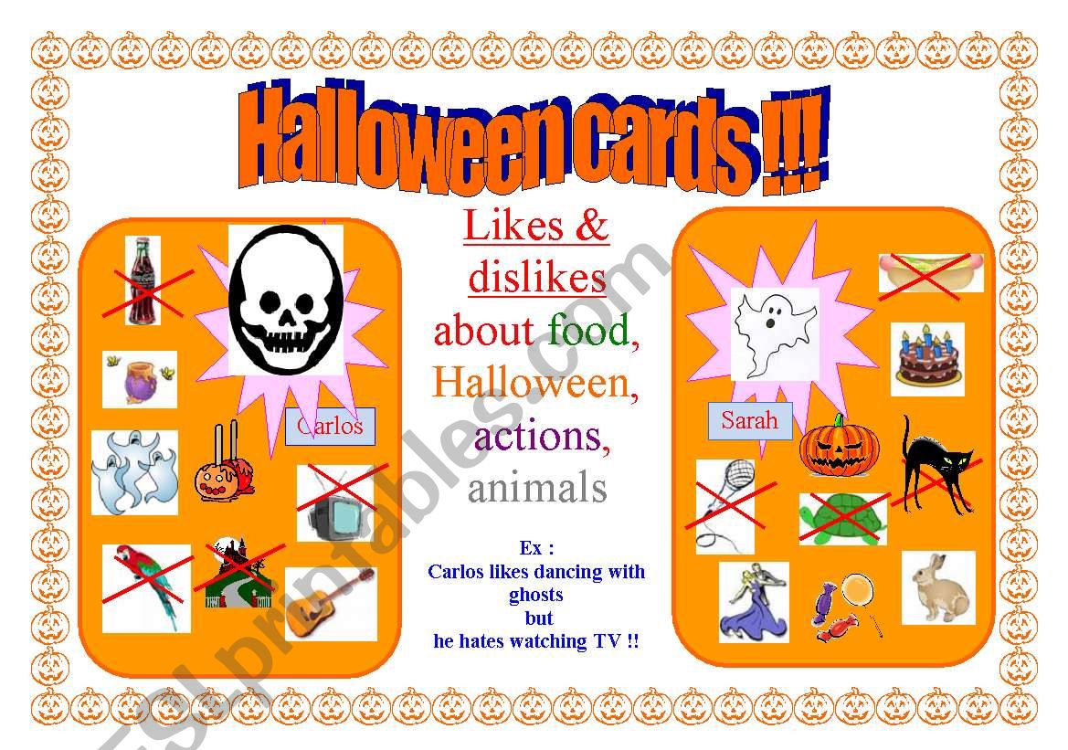 HALLOWEEN activity cards 4/4 - Likes and dislikes