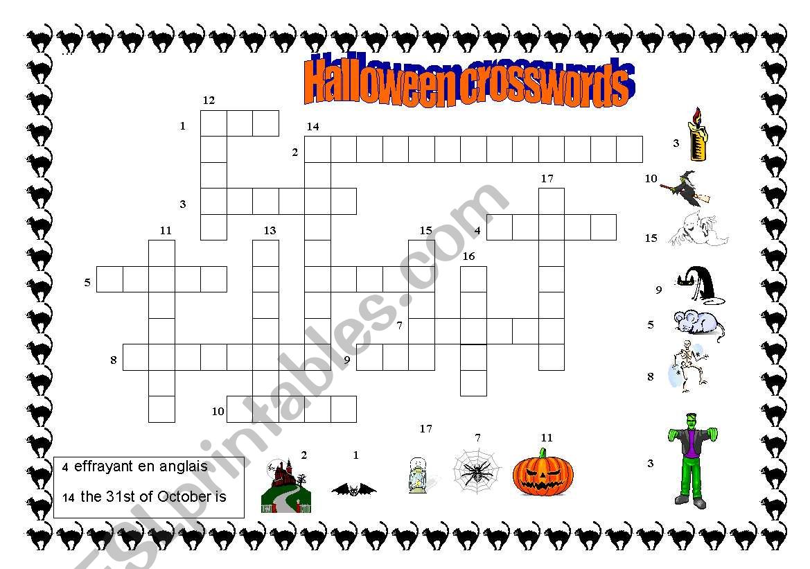 HALLOWEEN CROSSWORDS !!!! worksheet