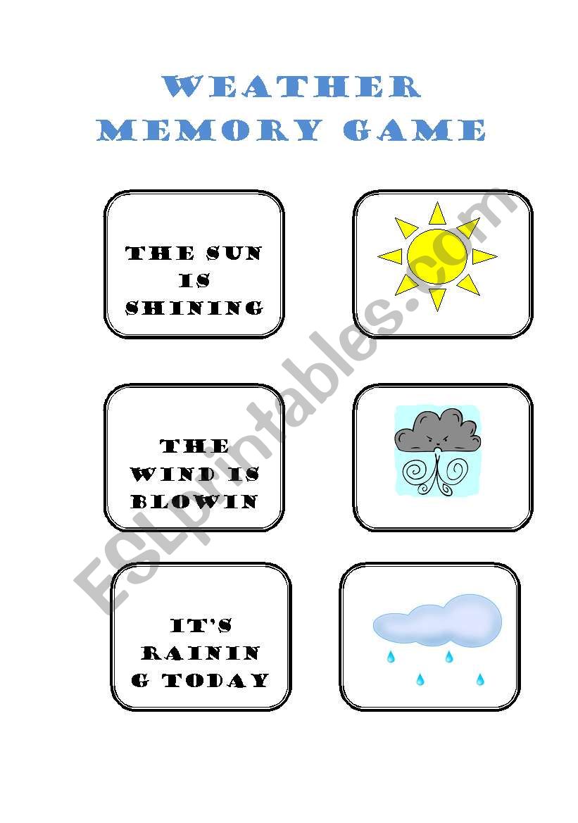 weather memory game worksheet