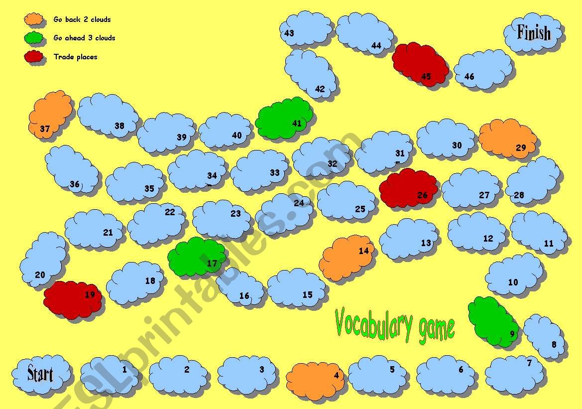 Vocabulary board game worksheet