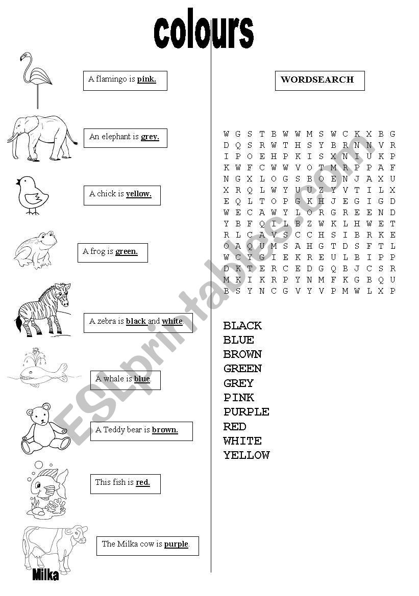 COLOUR AND SEARCH THE WORDS worksheet