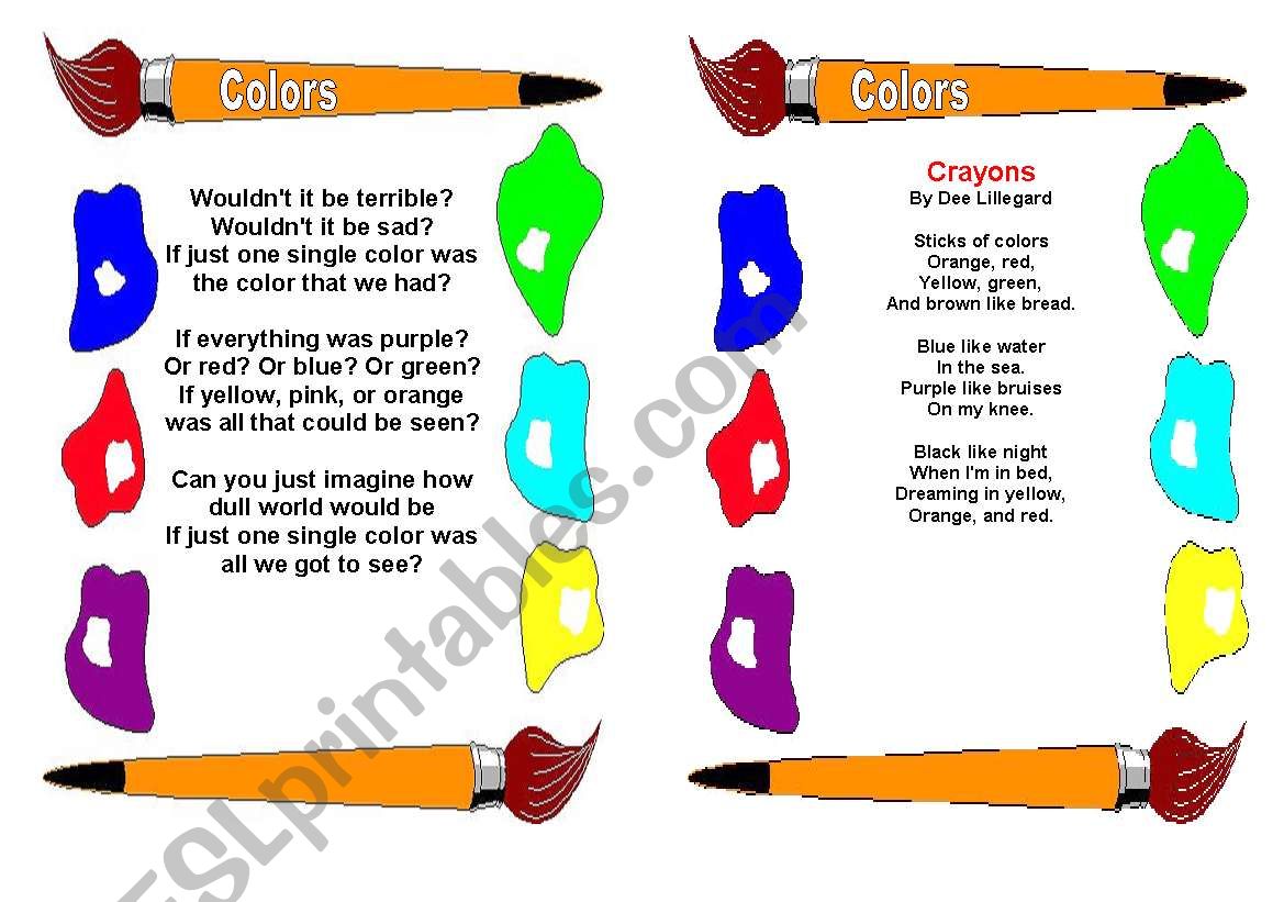 Reading with Colours worksheet