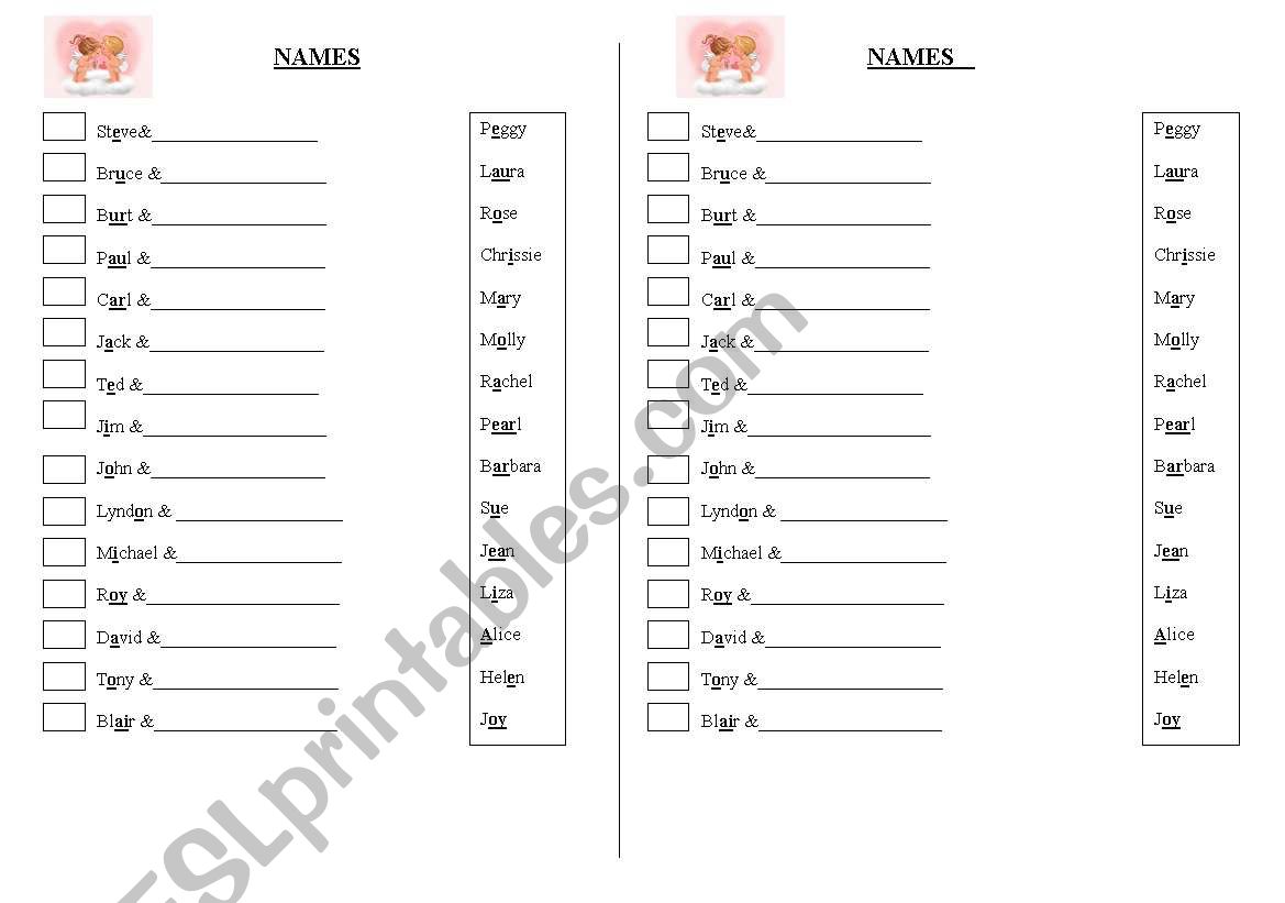 COUPLES worksheet