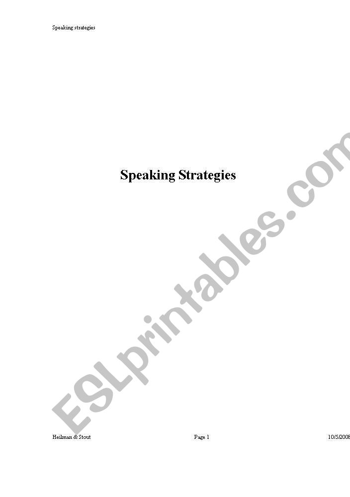 Speaking Strategies worksheet