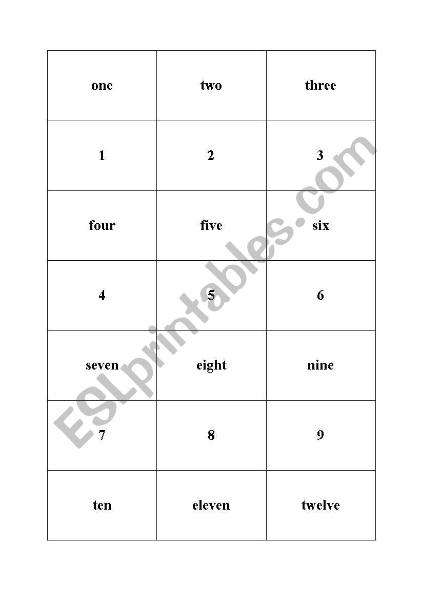 memory of numbers worksheet