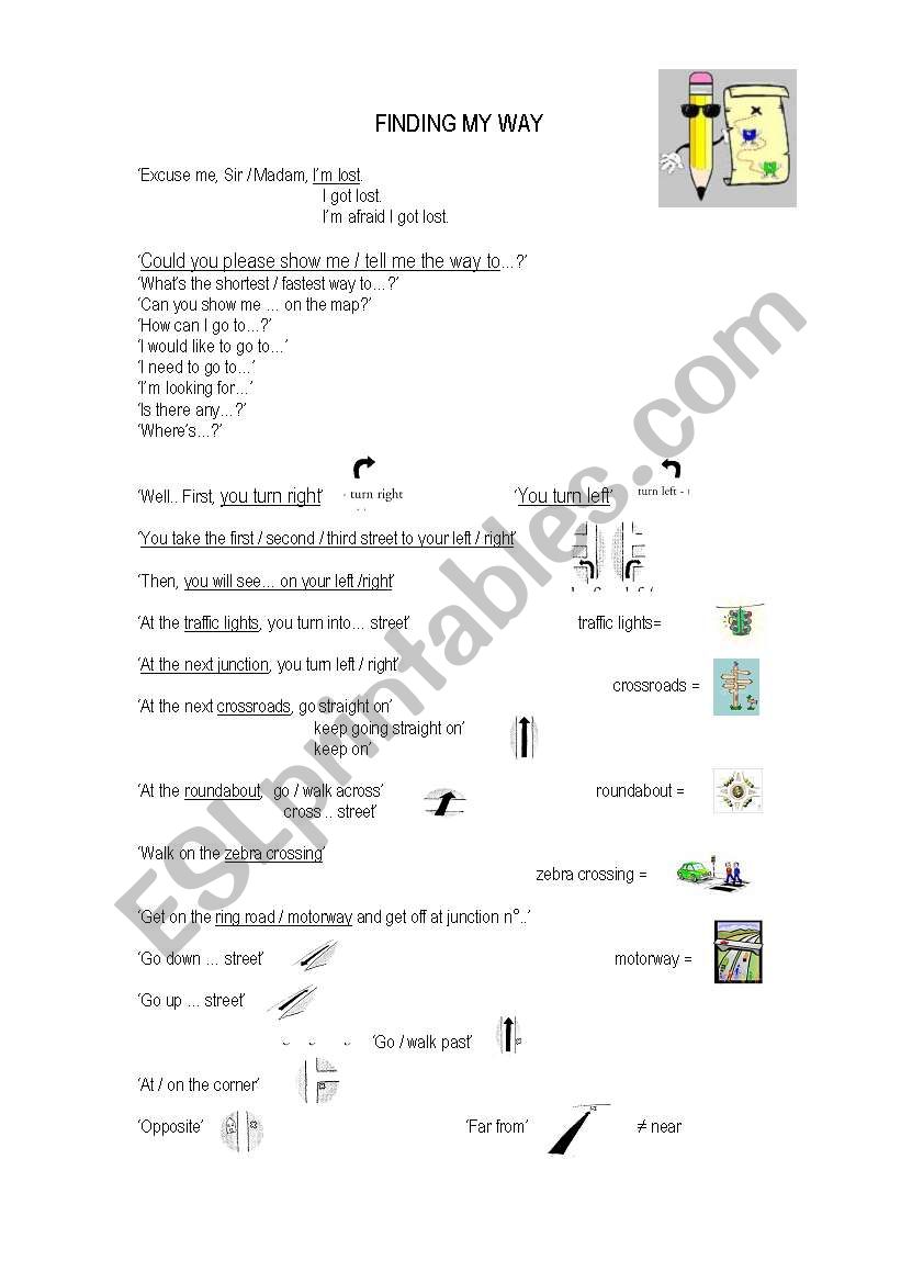 FINDING MY WAY worksheet