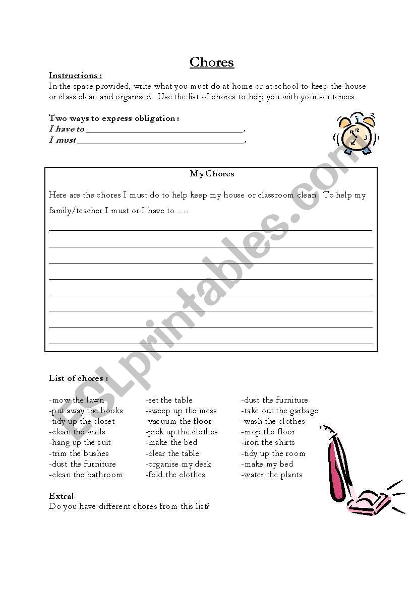 Chores worksheet