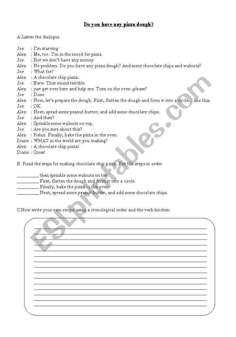 Do you have any pizza dought? worksheet