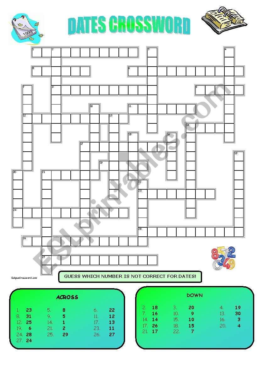 DATES CROSSWORD worksheet