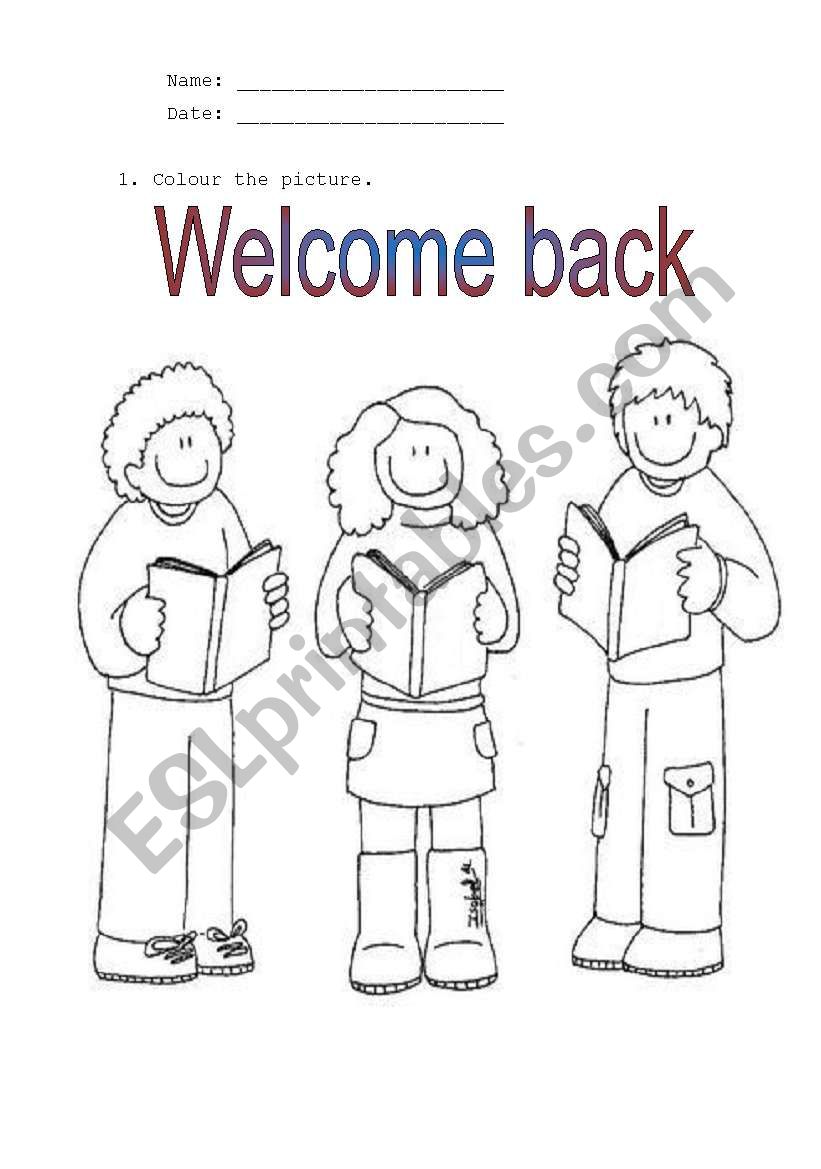 Welcom back to school worksheet