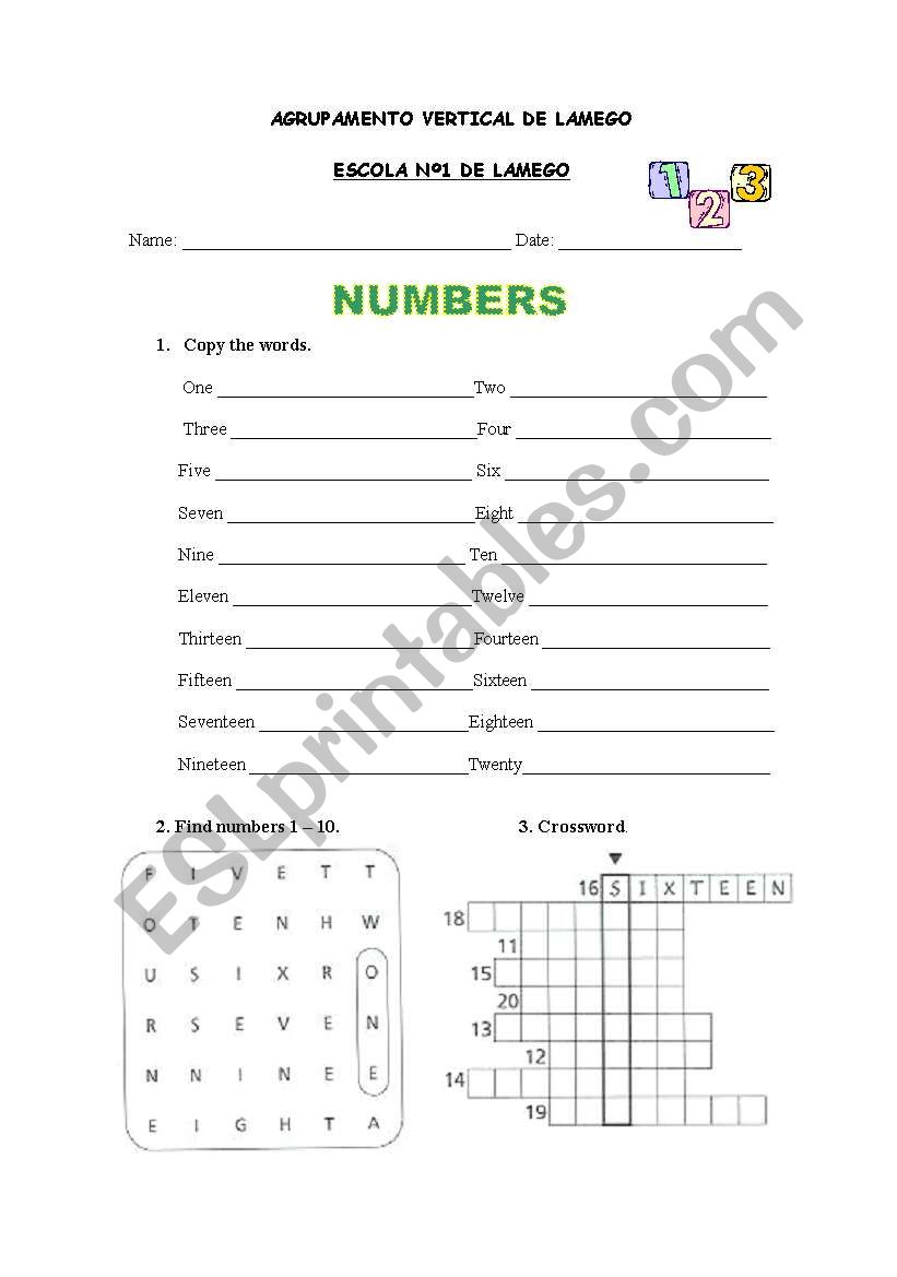 Numbers worksheet