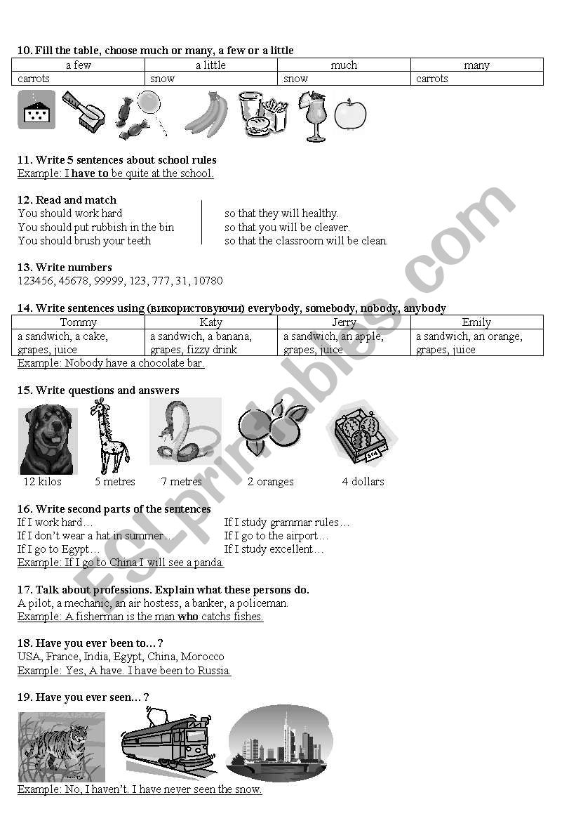 test for children PART 2 worksheet