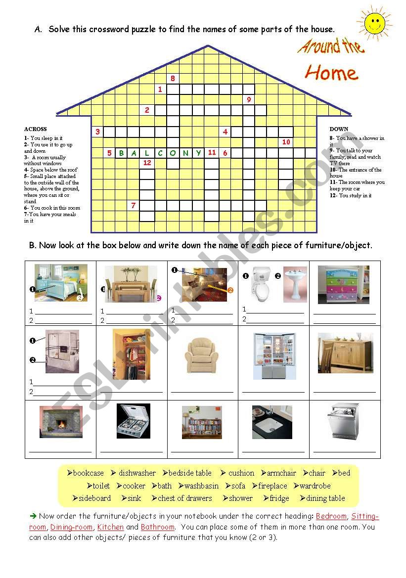 Around the home worksheet