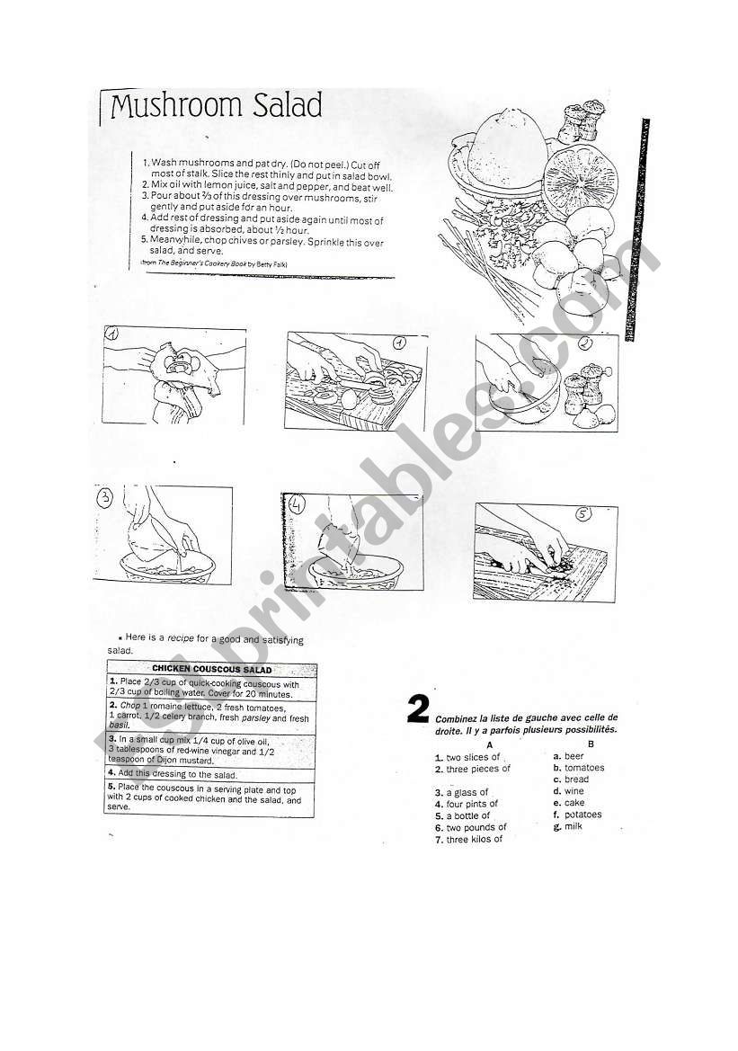 a recipe worksheet