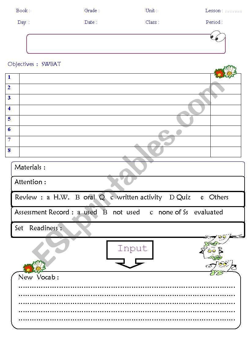 lesson plan  worksheet