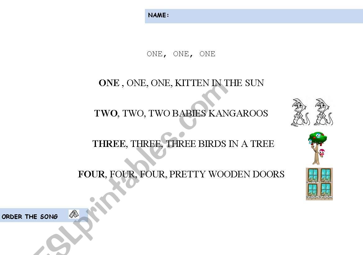 NUMERS SONG worksheet