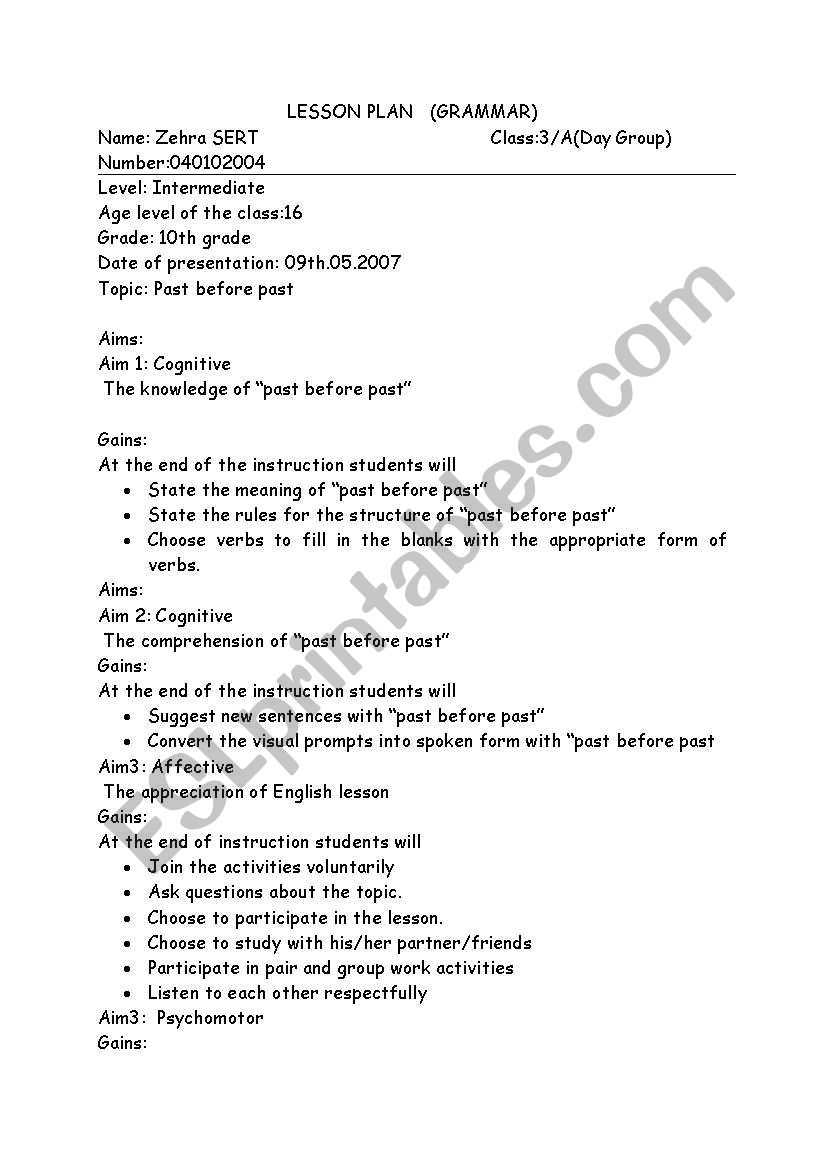 past perfect tense worksheet