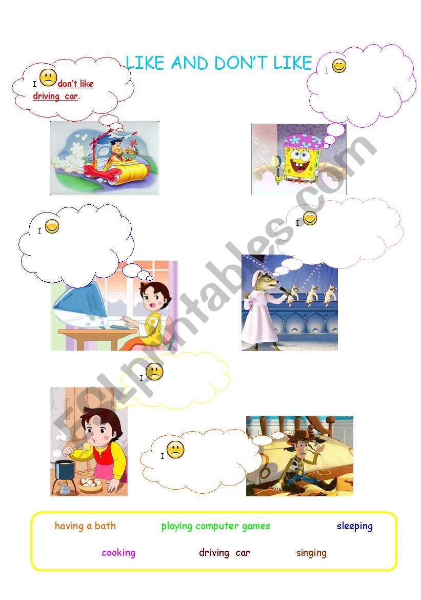 Like and Donīt Like worksheet Like and Donīt Like worksheet