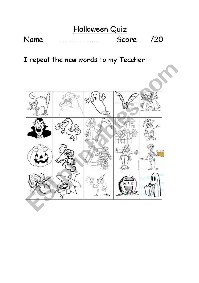 Halloween Vocabulary Quiz  worksheet