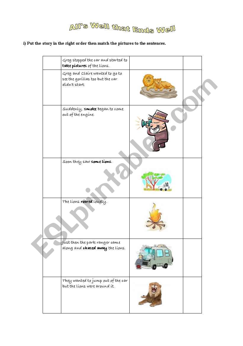 Jumbled story worksheet