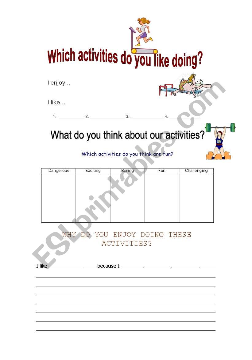 Activities worksheet