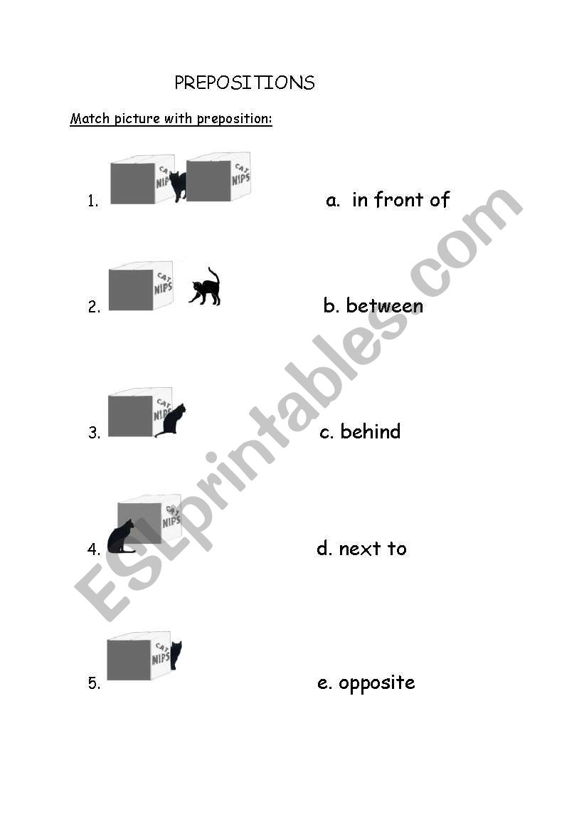 Prepositions - matching exercise