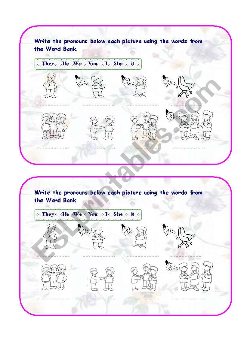 Pronouns worksheet