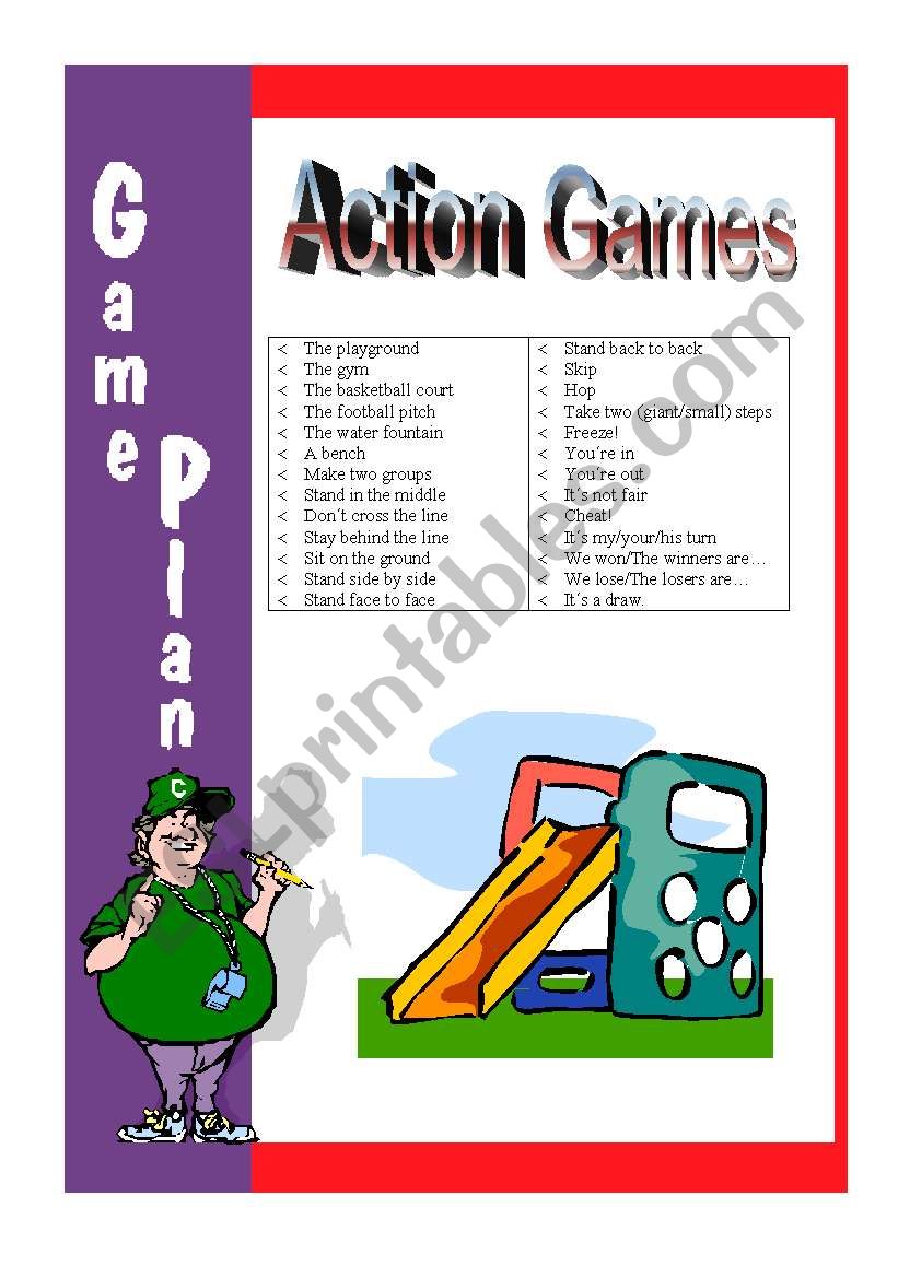 Action Games - vocabulary worksheet