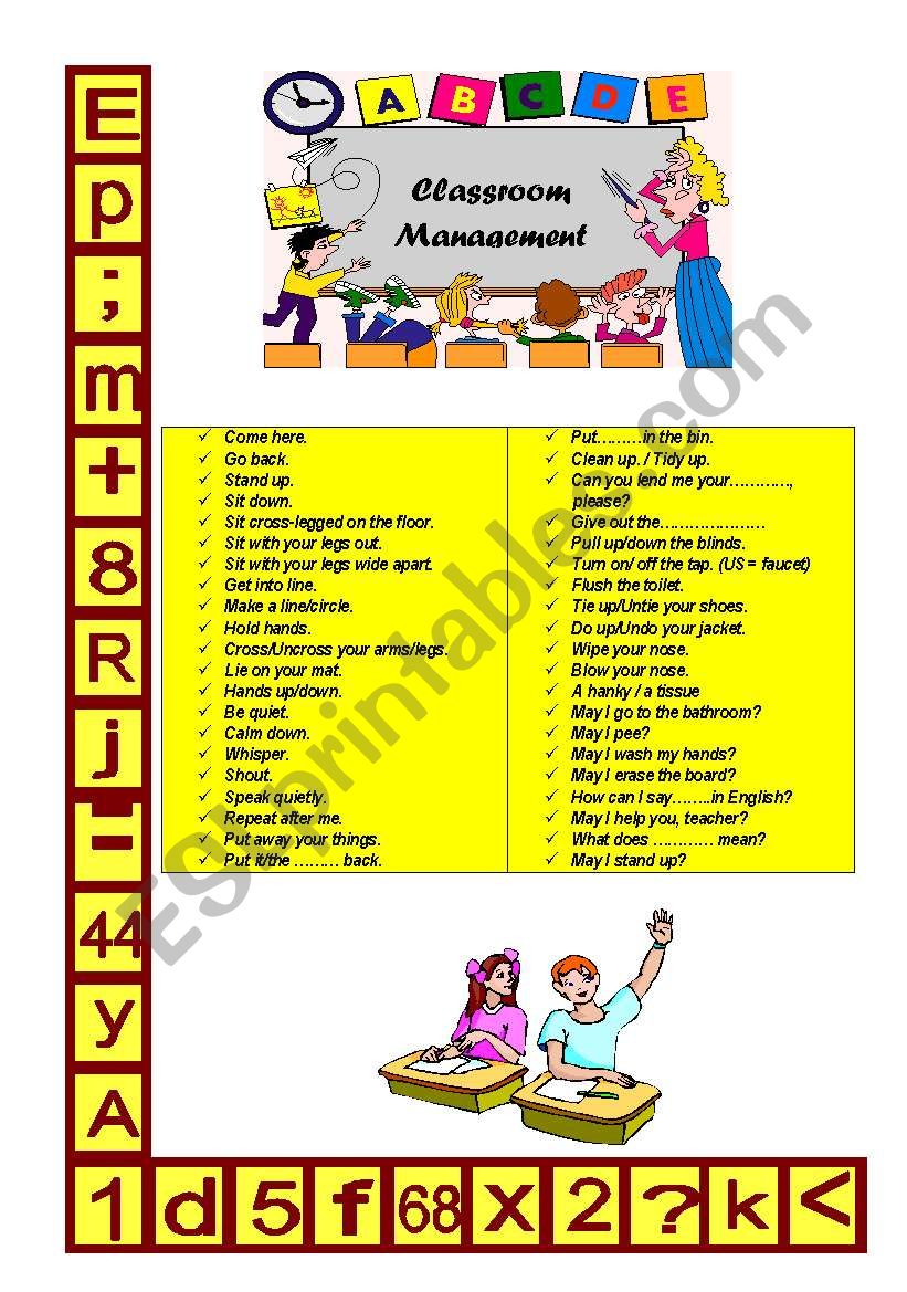 Classroom management worksheet