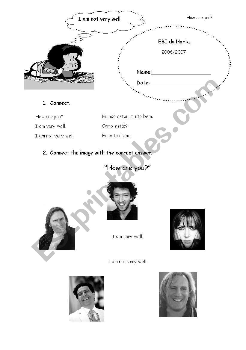 How are you? worksheet