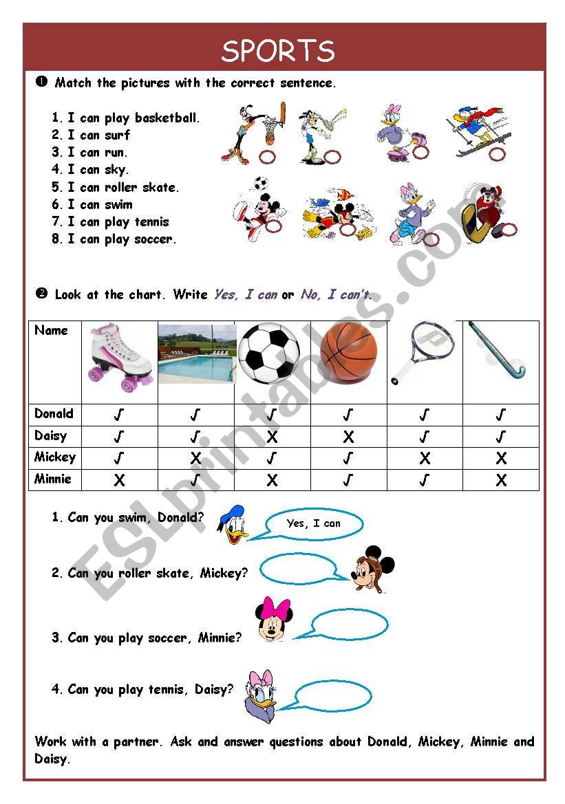 Sports - exercises worksheet