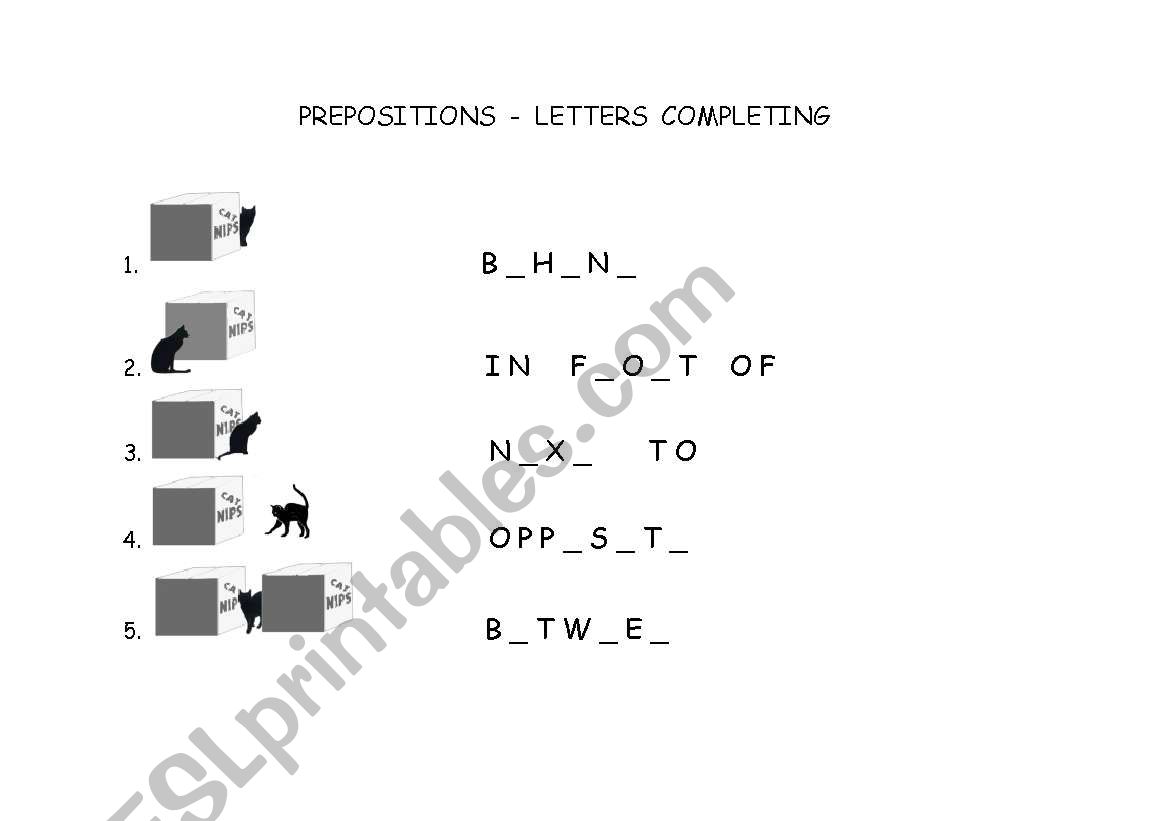 Prepositions - letters completing